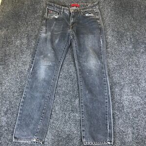 MBX Jeans Mens 30x30 Gray Denim Stretch Mid Rise Whiskers Slim Fit Skinny Leg